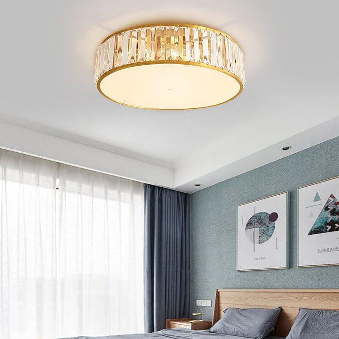 Modern Iron Crystal Round 3/4/5-Light Flush Mount — 220V-240V For UK/AU