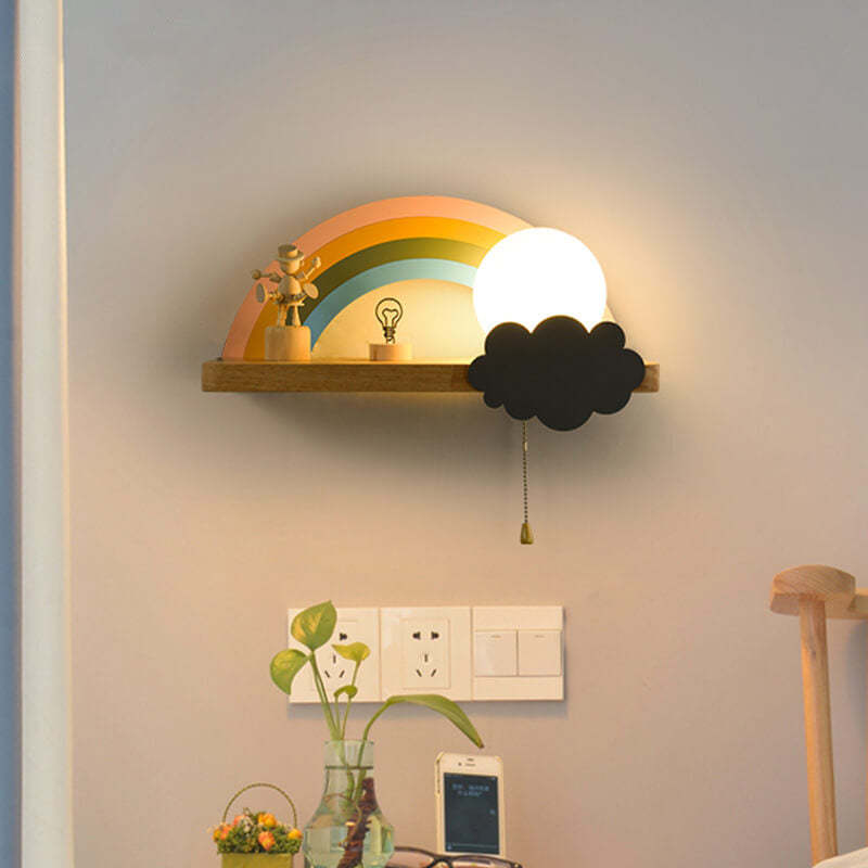 Nordic Cartoon Rainbow Wall Sconce — Warm Light (3000K) / Right / 110V-120V For US/CA