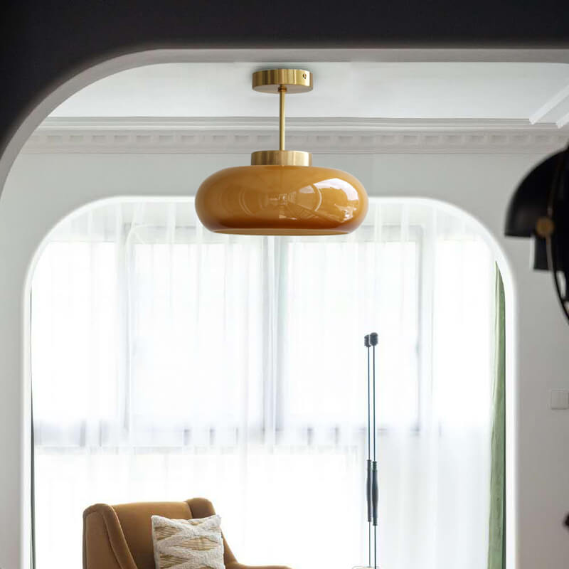 Modern brass semi-flush mount light in metal — 220V-240V (UK/AU)