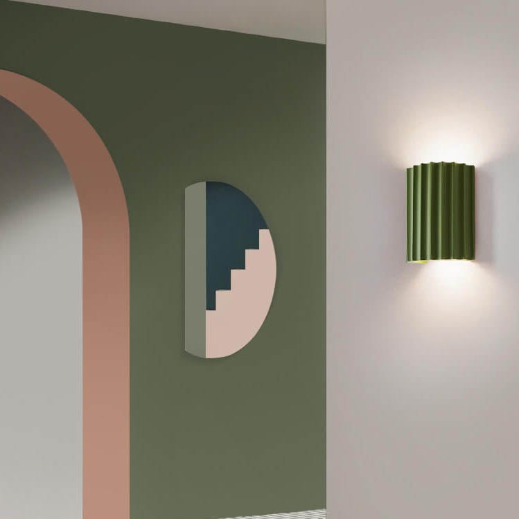 Macaron Resin Striped Half Cylinder Sconce