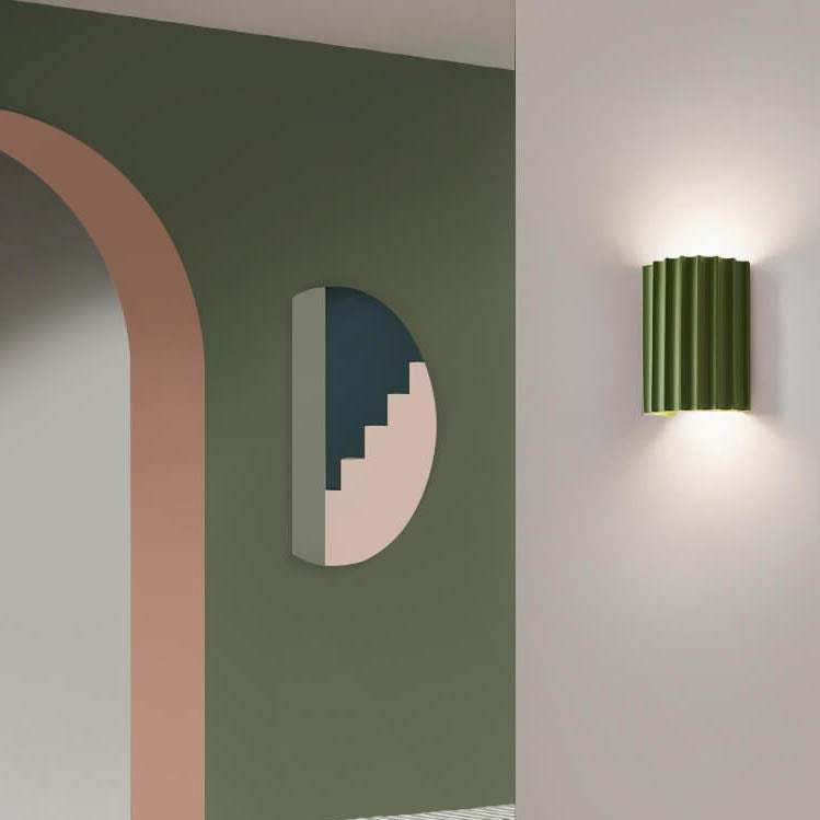 Macaron Resin Striped Half Cylinder Sconce
