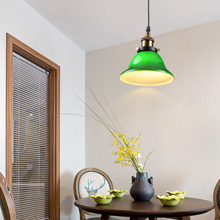 Vintage bell green pendant lighting — Small (12"H / 220V-240V (UK/AU)