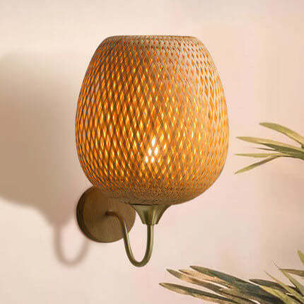 Modern Bamboo Weaving Round Wall Sconce
