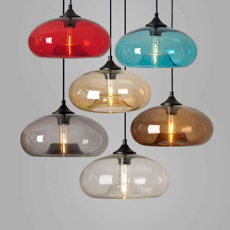 Colored Glass Oval Pendant Light