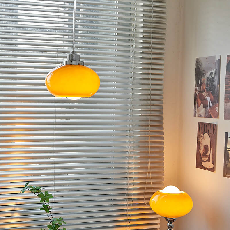 Nordic Yellow Glass Dome Pendant Light