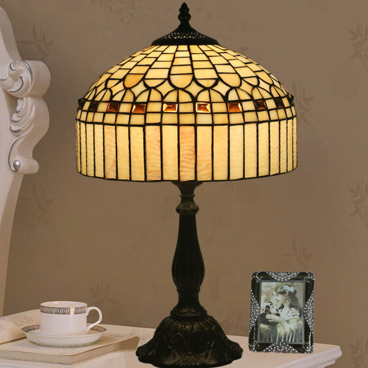 European Tiffany Yellow Baroque Glass Table Lamp — Alloy / 110V-120V For US/CA