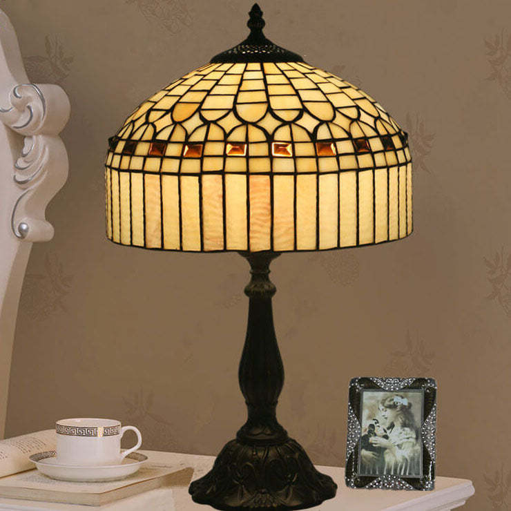 European Tiffany Yellow Baroque Glass Table Lamp