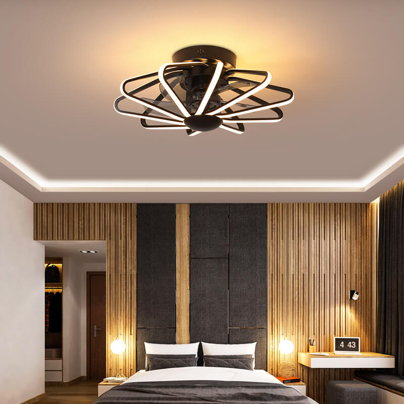 Nordic Cage LED Semi-Flush Ceiling Fan Light