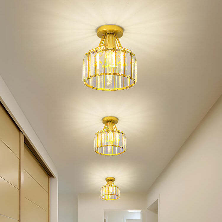 Modern Crystal Dome Semi-Flush Ceiling Light