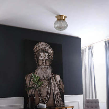 Vintage Copper Glass Round Ceiling Light
