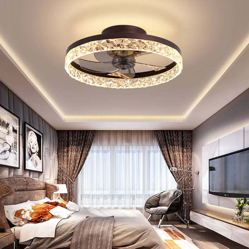 Modern Circle Ring LED Semi-Flush Ceiling Fan Light