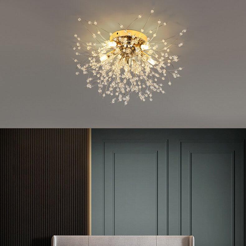 Modern Dandelion Crystal Semi-Flush Ceiling Light
