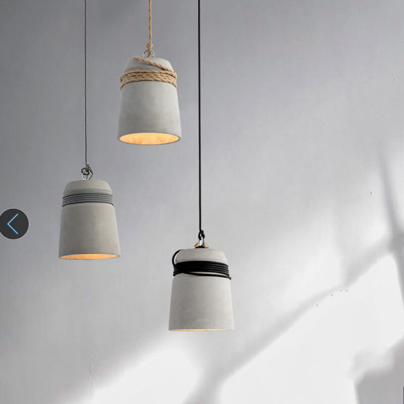 Industrial Cement Column Rope Pendant Light