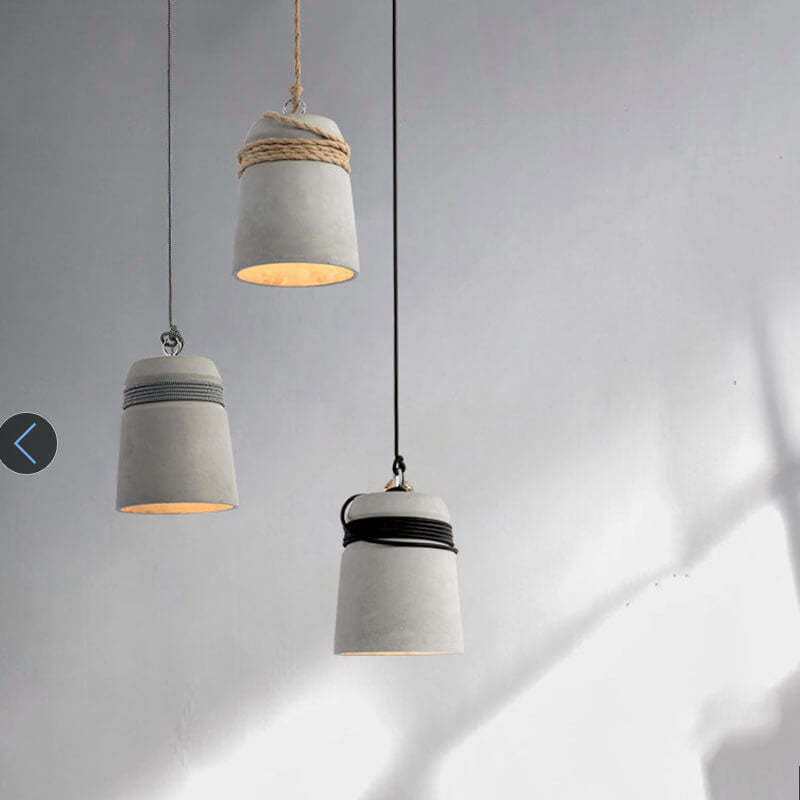 Industrial Cement Column Rope Pendant Light