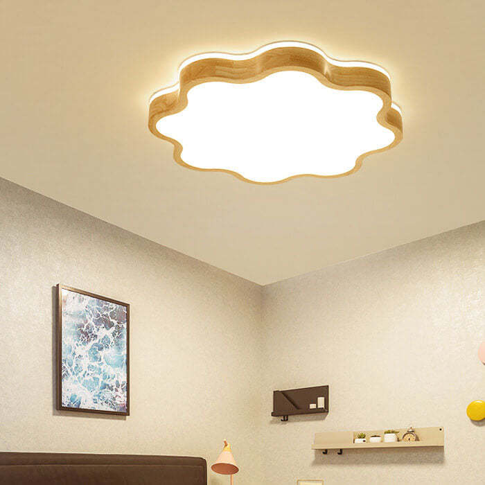 Nordic Flower Wooden LED Flush Mount Light
