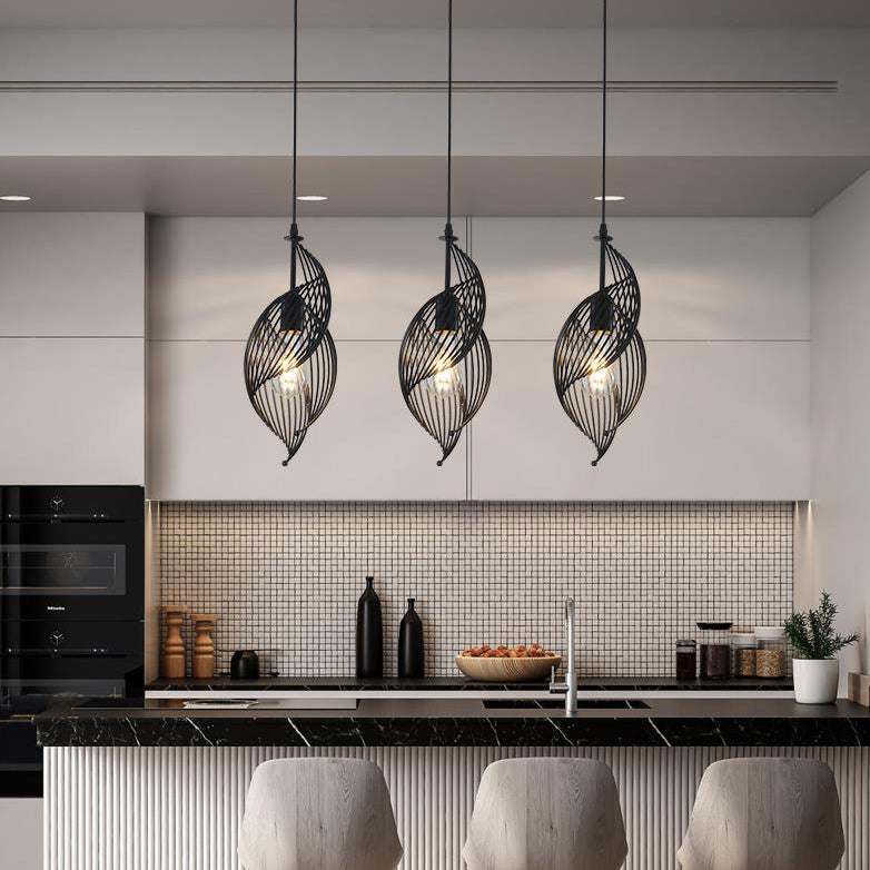 Black creative sea snail pendant lighting — Matte Black / No Bulbs / 220V-240V (UK/AU)