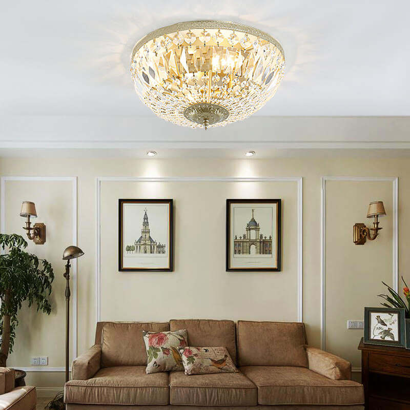 Vintage Round Crystal 4/6-Light Flush Mount