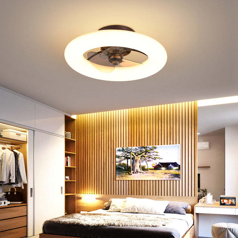 Modern Circle LED Semi-Flush Ceiling Fan Light