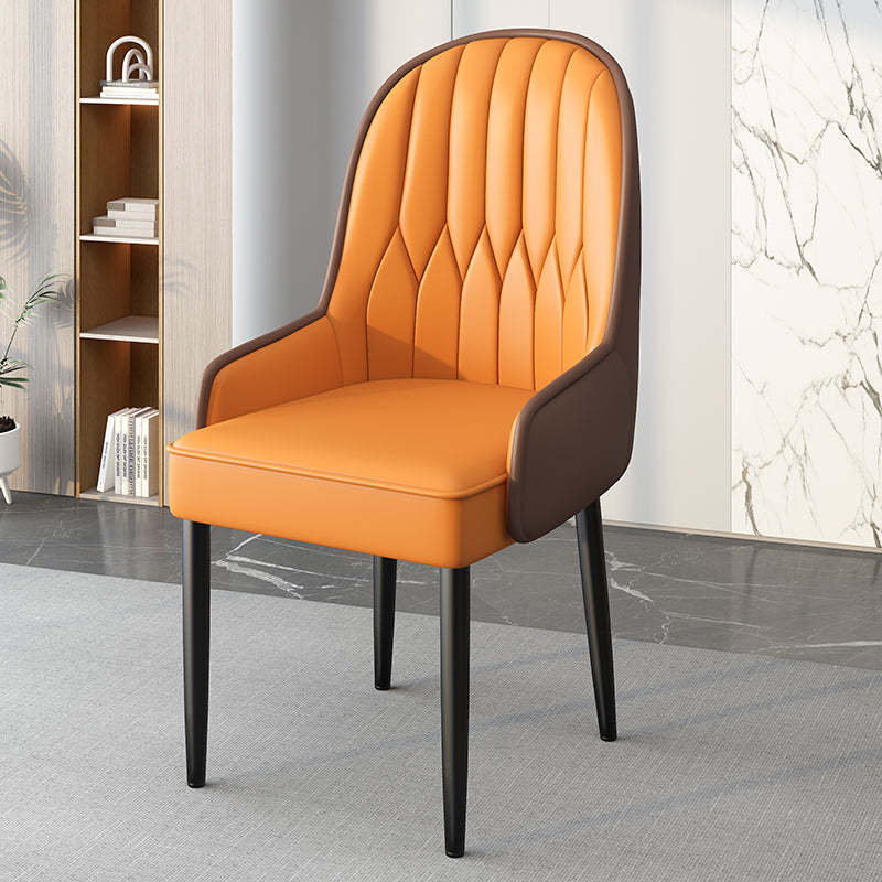 Modern Leather Steel Square Dining Chair