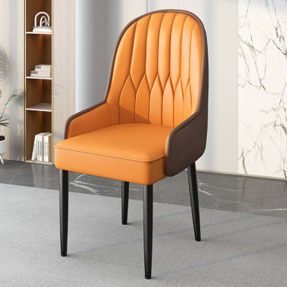 Modern Leather Steel Square Dining Chair