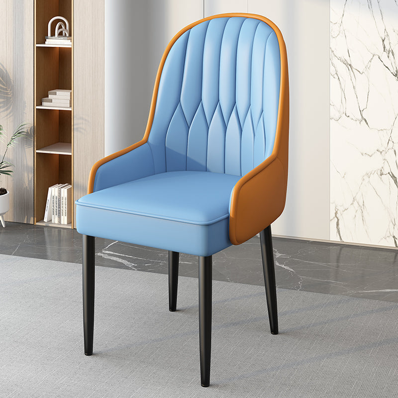 Modern Leather Steel Square Dining Chair