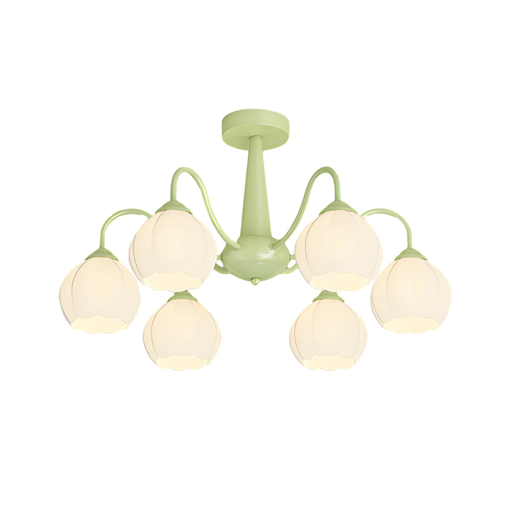 Round Flower Bell Orchid Dimmable Modern Chandelier