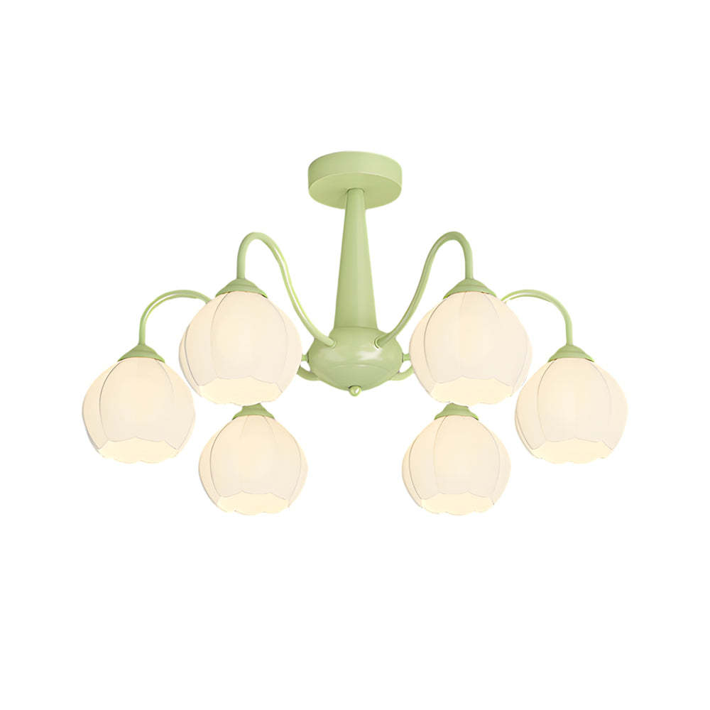 Round Flower Bell Orchid Dimmable Modern Chandelier