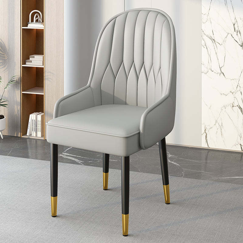 Modern Leather Steel Square Dining Chair