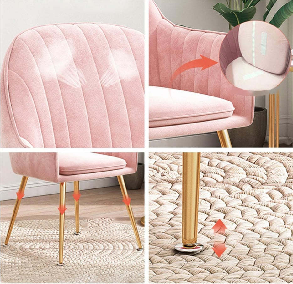 Scandinavian Curved Velvet Metal Dining Chair
