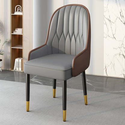 Modern Leather Steel Square Dining Chair — A / Black / Blue & Gray