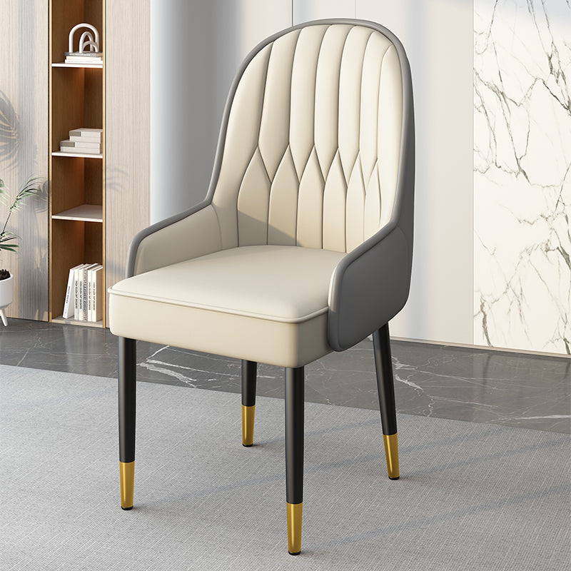 Modern Leather Steel Square Dining Chair