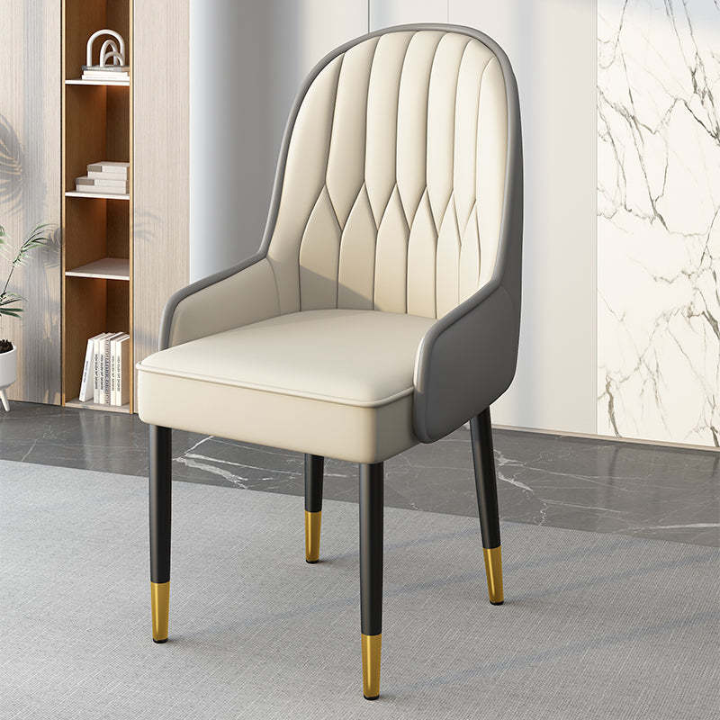 Modern Leather Steel Square Dining Chair