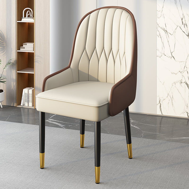 Modern Leather Steel Square Dining Chair