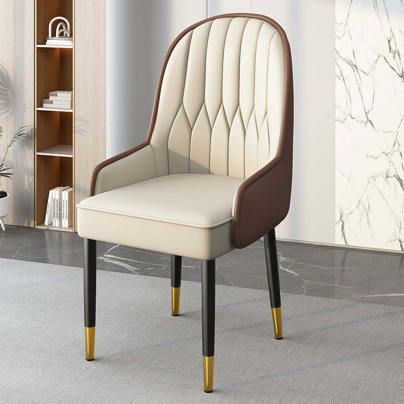 Modern Leather Steel Square Dining Chair