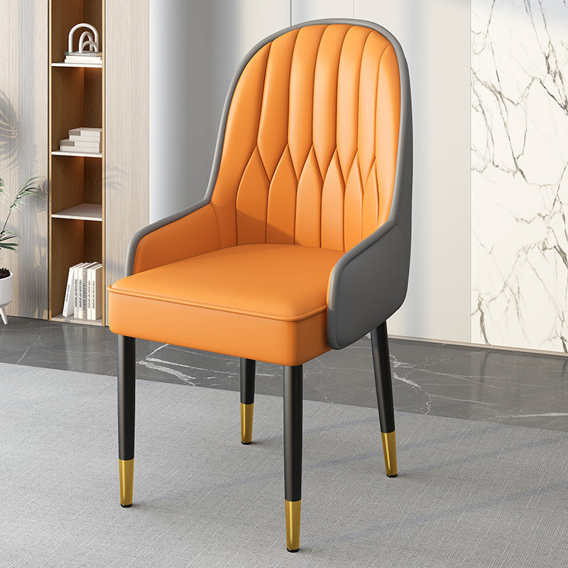 Modern Leather Steel Square Dining Chair
