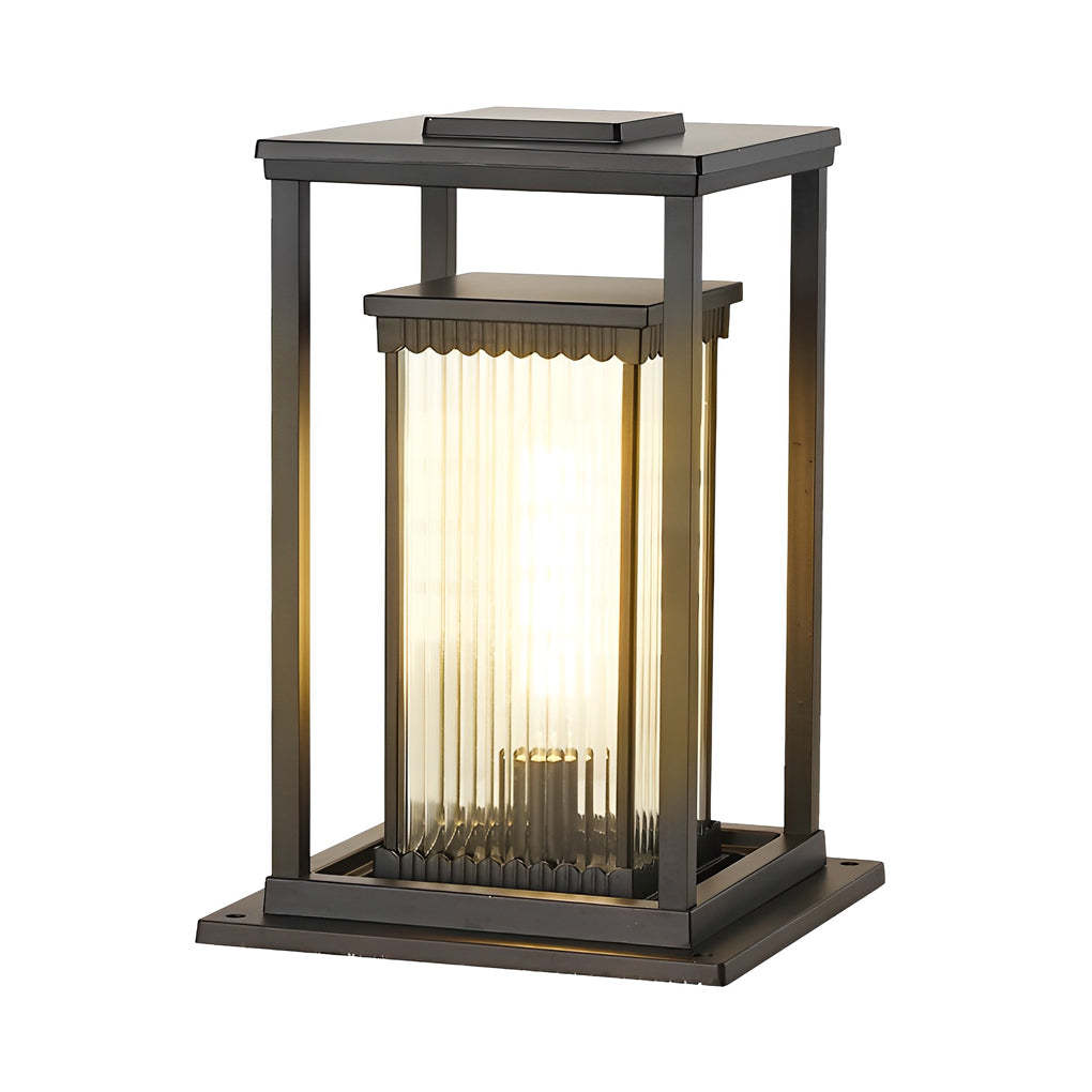 Square Waterproof Intelligent Light Control Black Solar Lawn Lights-Lighom