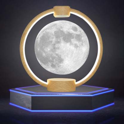 Maglev Moon LED Colorful Night Table Lamp — Wood / Moon / 110V-120V For US/CA