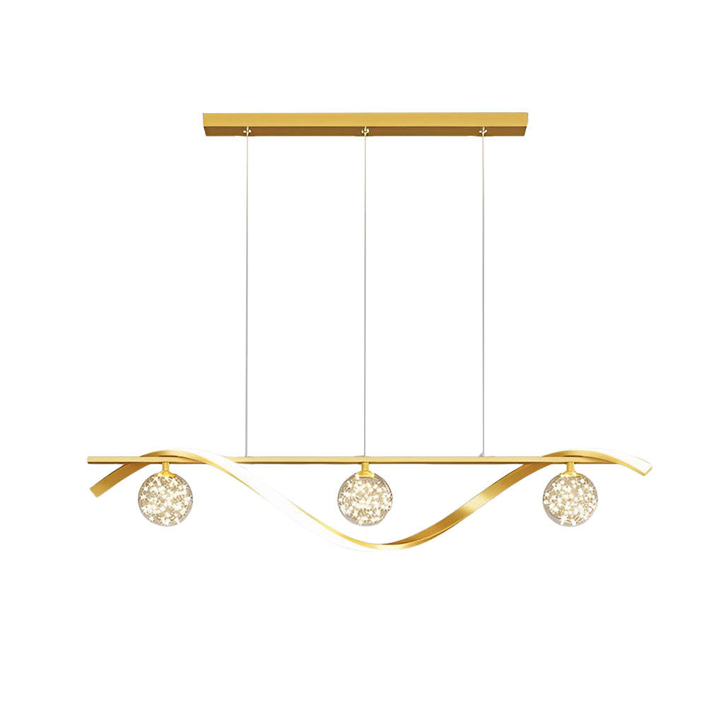 Long Wave Glass Ball 3-Step Dimming Nordic Dining Chandelier