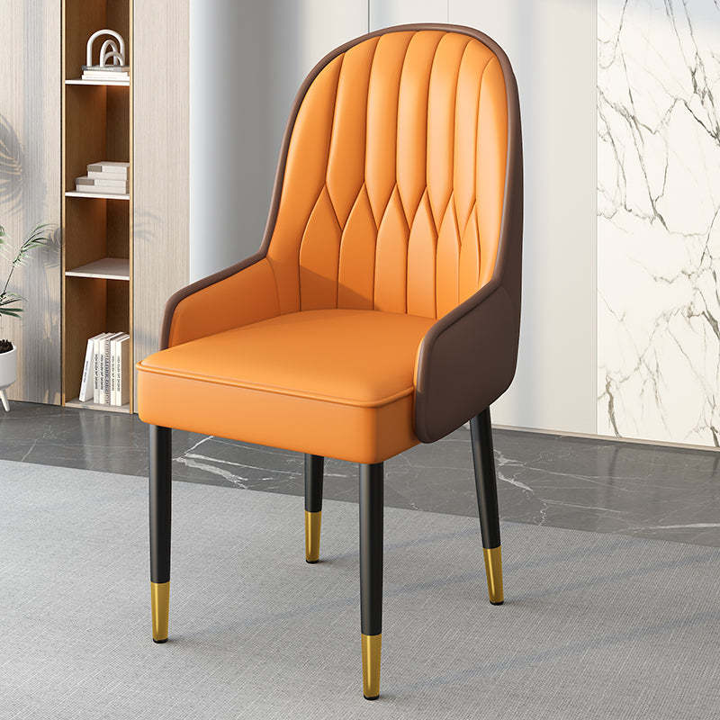 Modern Leather Steel Square Dining Chair
