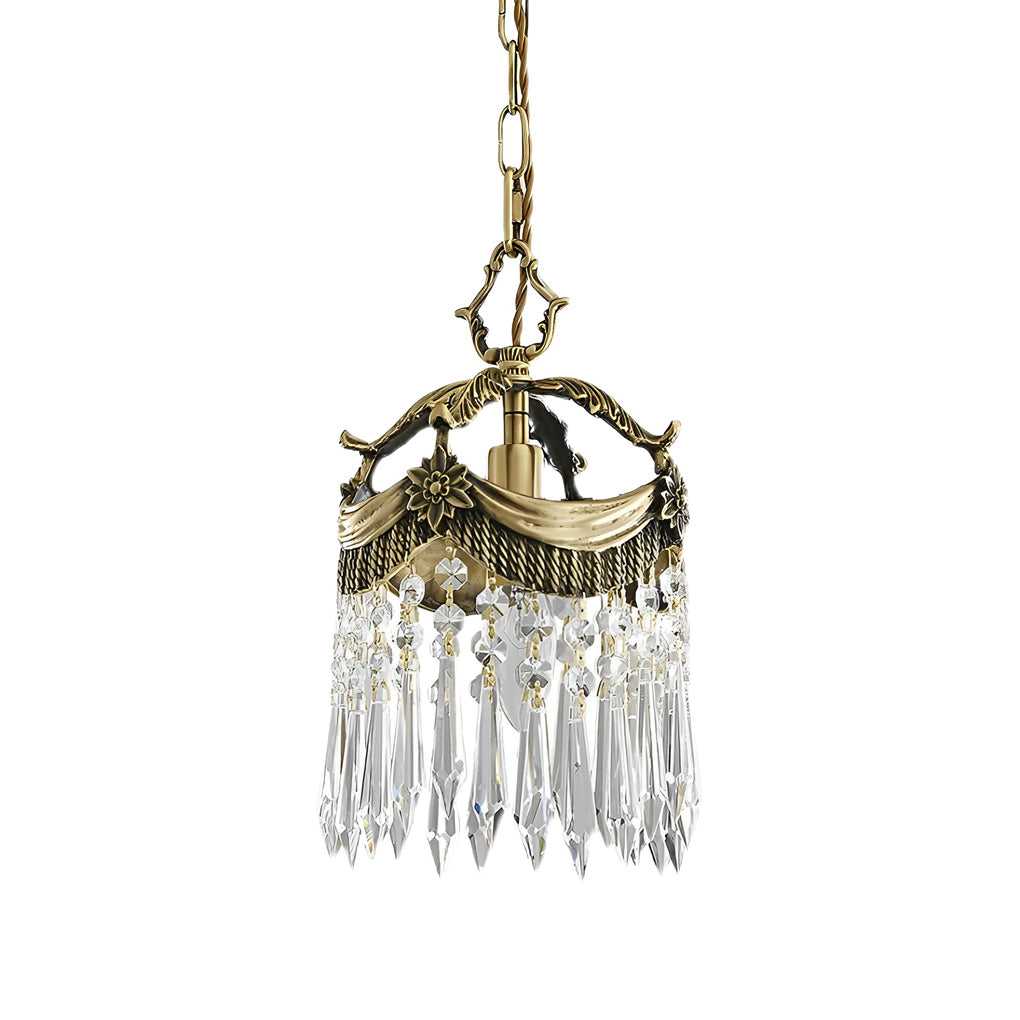 Retro Crystal Tassel 3-Step Dimming French Pendant Light