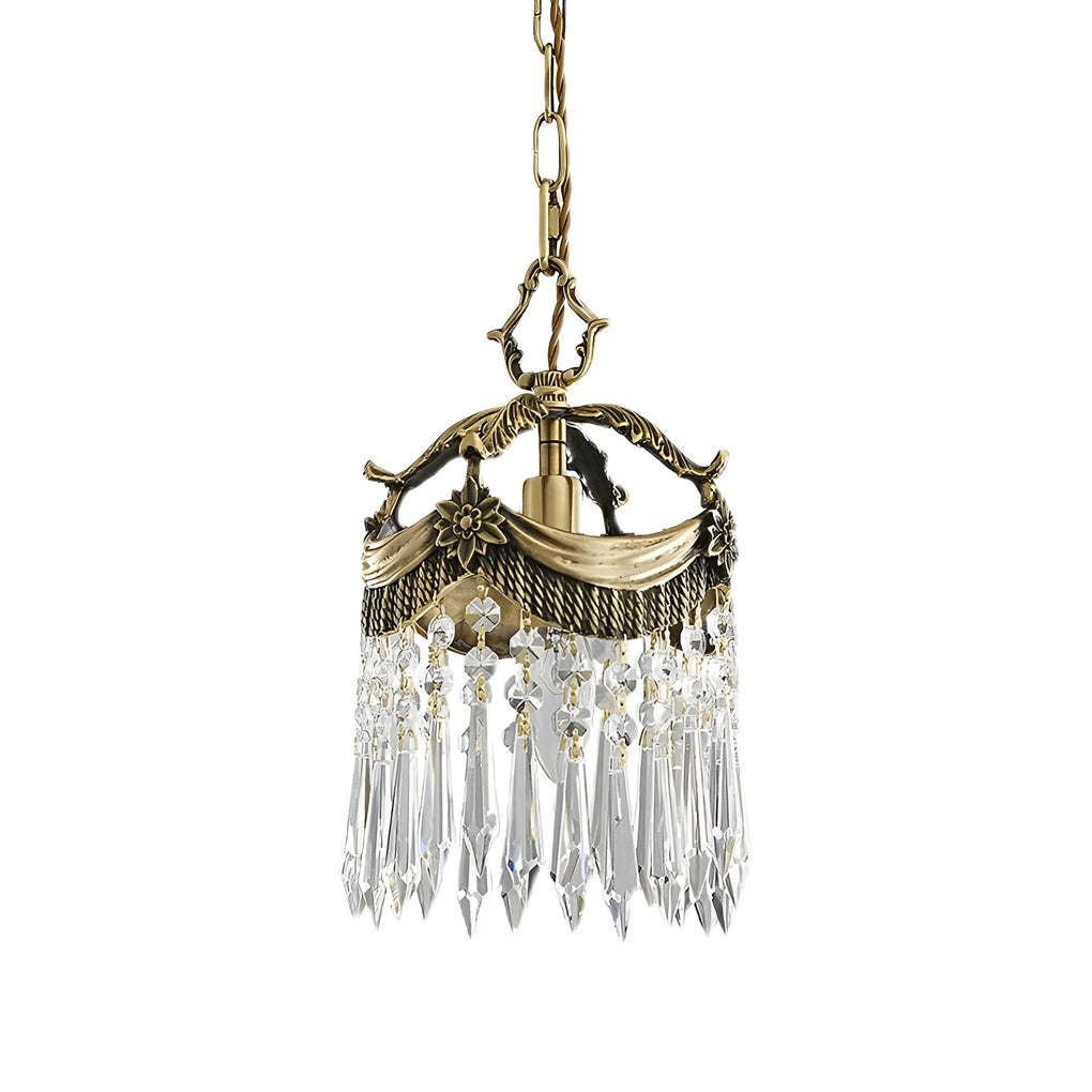 Retro Crystal Tassel 3-Step Dimming French Pendant Light