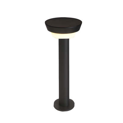 Modern Black Round LED Solar Outdoor Path Light with Stake - Garden Bollard Light-Lighom