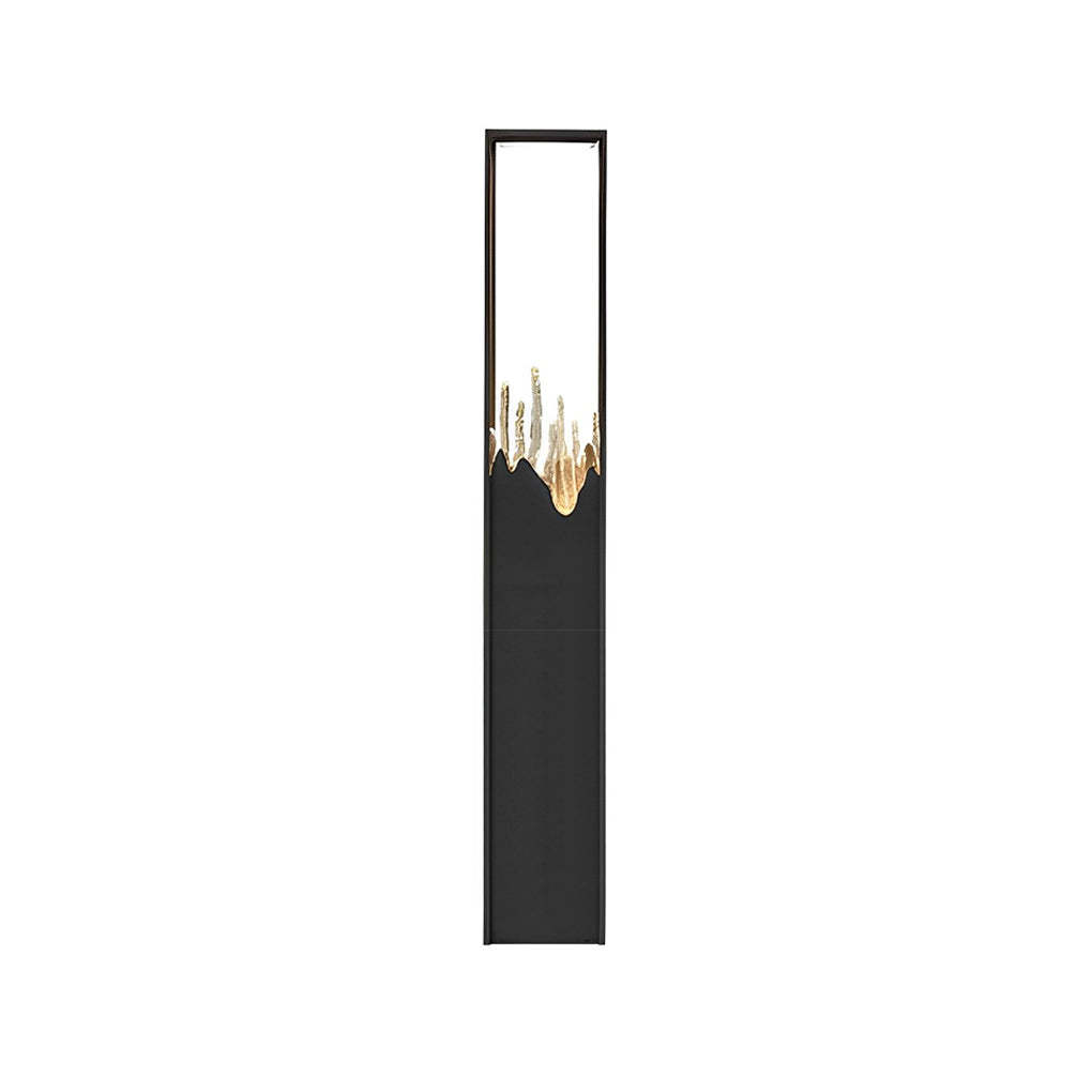 Rectangular Glass Mountain Scenery Black Modern Outdoor Pathway Lights-Lighom