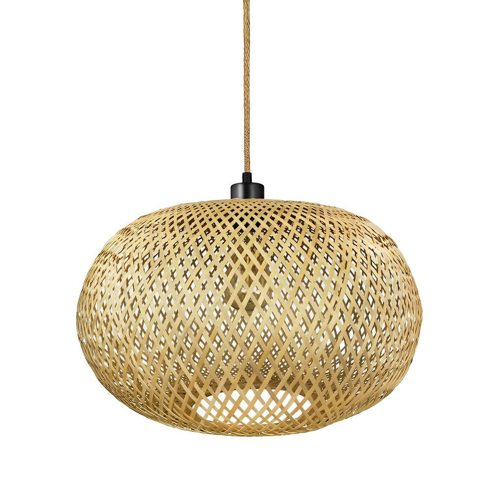 Round Handmade Bamboo Rattan Modern Pendant