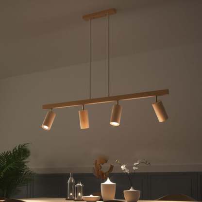 Nordic Solid Wood Spotlight Track Chandelier — 2 / Warm Light (3000K) / 220V-240V For UK/AU