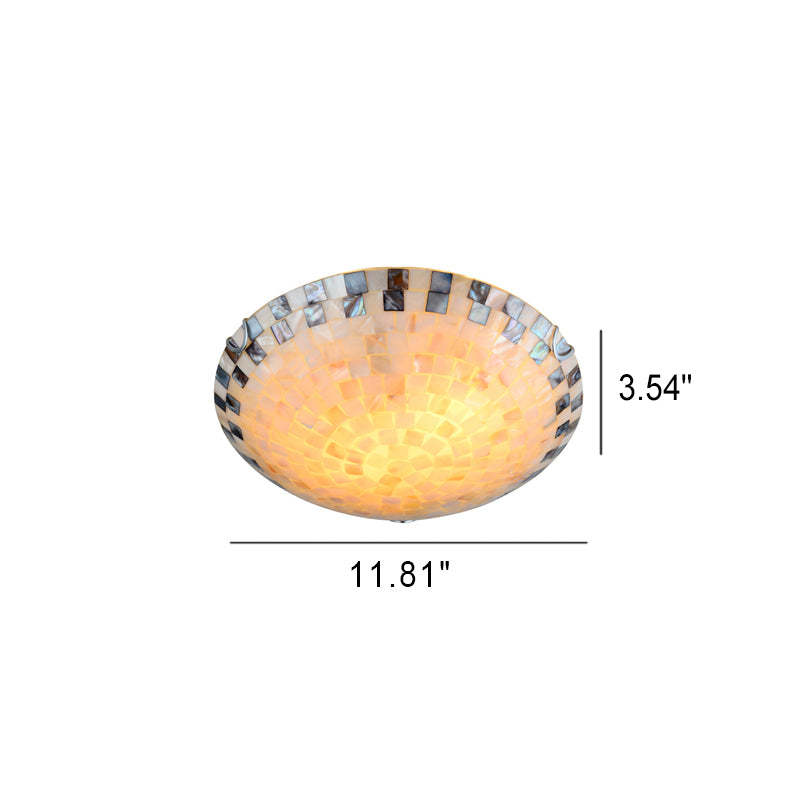 Tiffany Mediterranean Mosaic Shell LED Flush Mount Light — White Light (5000K) / 220V-240V For UK/AU