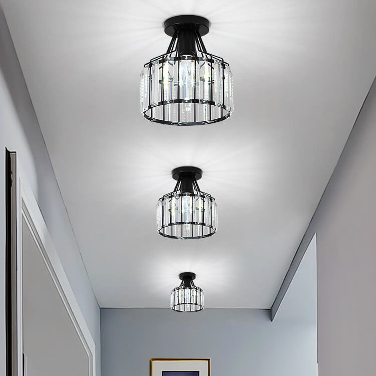 Modern semi-flush dome black crystal semi-flush mount light, Lighom — Semi-Flush Mount Lighting / Brushed Gold /...