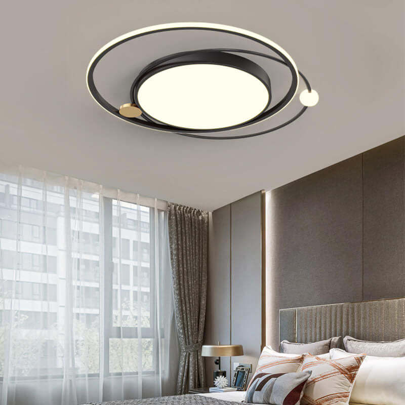 Nordic Round Circle LED Flush Mount Light — Warm Light (3000K) / Gold