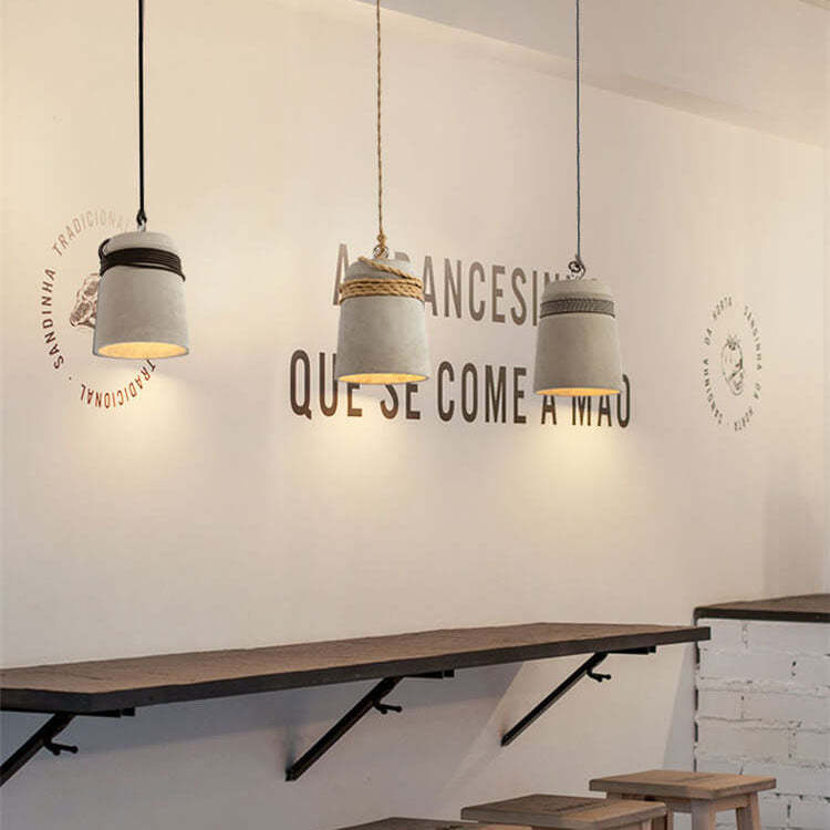 Industrial Cement Column Rope Pendant Light