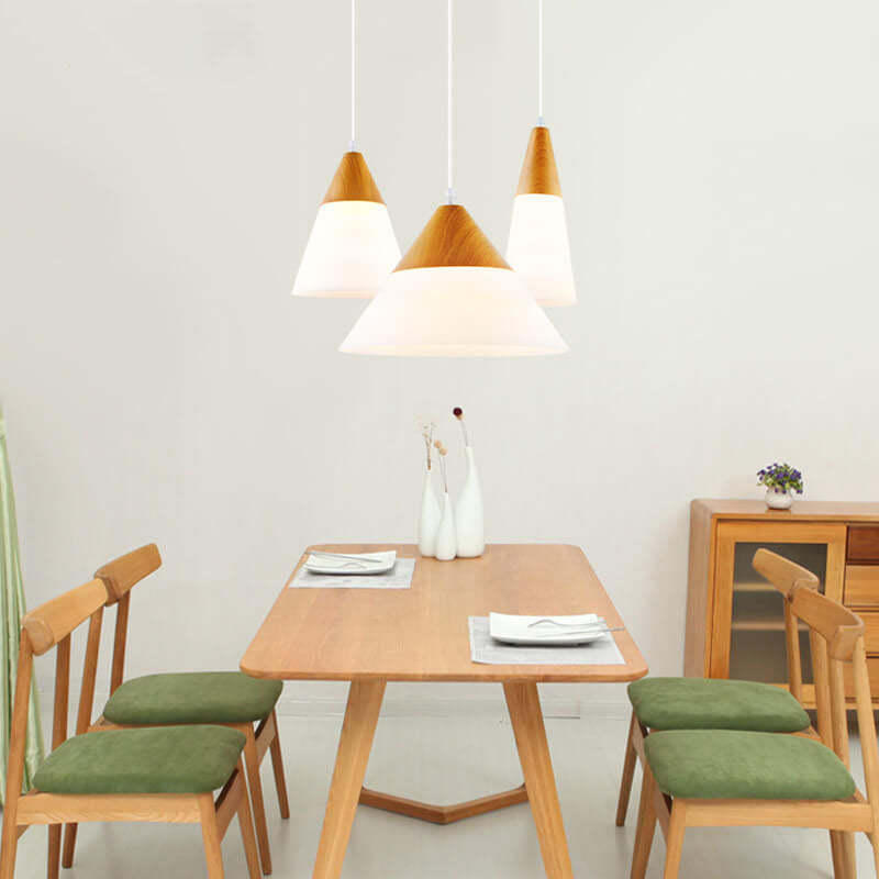 Nordic Wood Grain Glass Cone Pendant